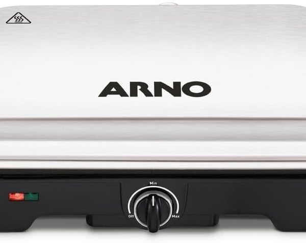 Grill Arno Dual Inox GNOX - Abertura 180°, Ajuste Altura e Controle de Temperatura, 110V