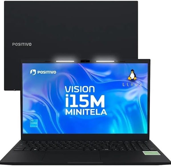 Notebook Positivo Vision i15M Minitela Intel Core 3 N300 16GB 256GB SSD Wi-Fi 6 Linux - Tela 15,6" Full HD IPS Antirreflexo - Preto memória expansível até 16 GB