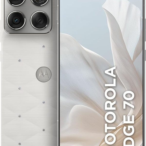 Smartphone Motorola Edge 70 5G Crystals by Swarovski - 512GB 12GB RAM + 12GB RAM Boost, Ultrafino, 3 cameras 50MP e tela extreme Amoled 120hz - Cloud Dancer
