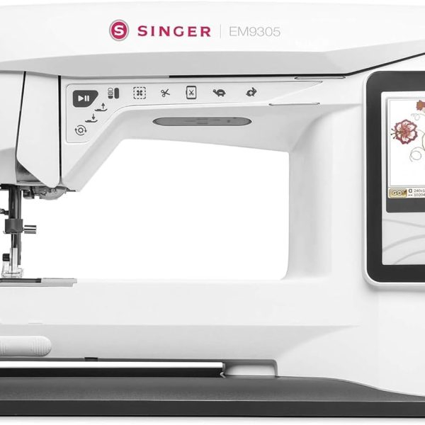 Máquina de Bordado SINGER EM9305 | 150 Matrizes, Tela Touch, Corte de Linha Automático | USB, 240x150mm, LED, Fonte Inclusa | Bivolt