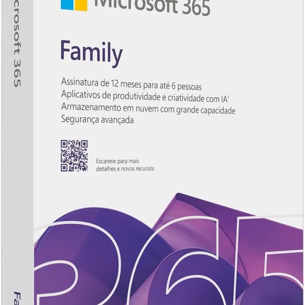 Microsoft 365 Family com Copilot + 2TB de armazenamento em nuvem compartilhado, 6 usuários - Word, Excel, PowerPoint, Outlook - PC/Mac/Iphone/Android/tablet/ - (12 Meses)