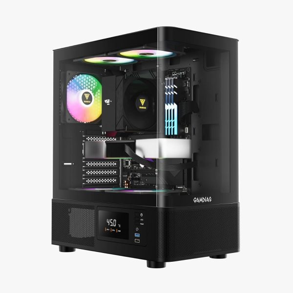 Gabinete Gamer Gamdias Atlas E2 Cg Preto Vidro Curvo com 3 Fans