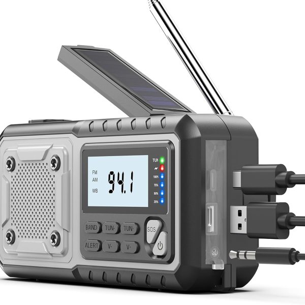 Emergency Weather Radio 5000mAh with Solar Hand Crank, Men Dad Husband Cool Gadgets, NOAA AM FM Portable Battery Power Weather Alert Radios with Flashlight, Perfet Gifts for Home Outdoor Office