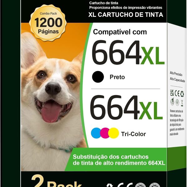 TECKKIN Cartucho de Tinta Compatível para HP 664 664XL Para DeskJet 2136