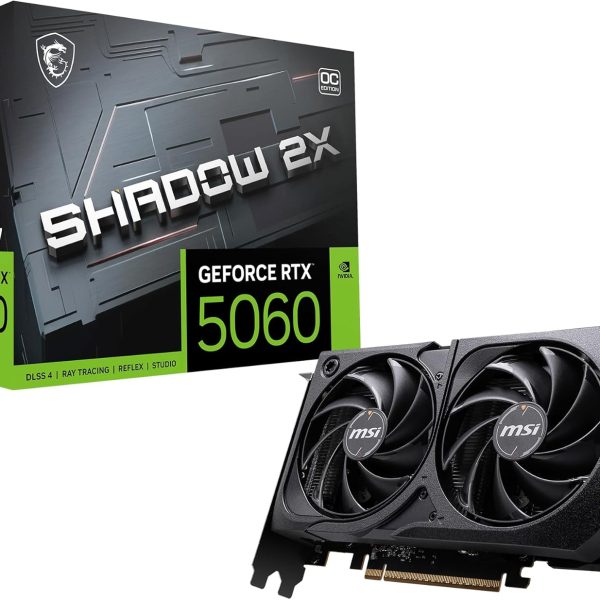 Placa de Video MSI RTX 5060 Shadow 2X OC, 8GB, GDDR7-912-V537-037