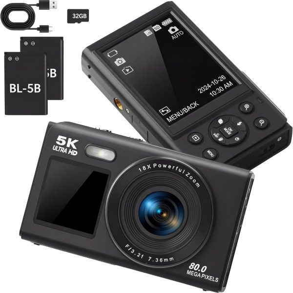 Câmera Digital 5K Ultra HD 80MP Duas Telas Selfie WiFi Fotografia e Vídeo