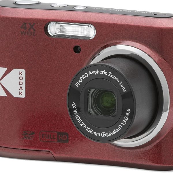 KODAK Câmera Digital PIXPRO Zoom FZ45-RD de 16 MP com Zoom óptico de 4X, ângulo amplo de 27 mm e Tela LCD de 2,7 polegadas (vermelha)