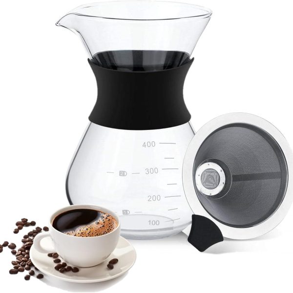 CAFETEIRA DE VIDRO NAO ELETRICA 400ML C COADOR USO DOMESTICO