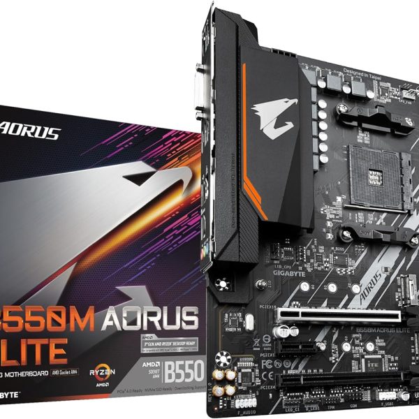 Placa Mãe Gigabyte B550M AORUS ELITE (AM4/DDR4/HDMI/M.2(PCIe,NVMe,SATA3)/VRM Solution/USB3.2) - B550M AORUS ELITE