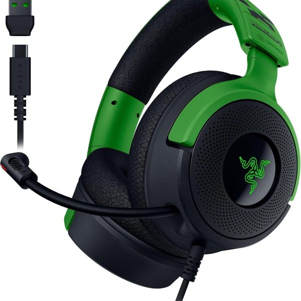 Razer Kraken V4 X Minecraft Edition Wired USB Headset for PC Gaming (40mm Drivers, Retractable Cardioid Microphone, Surround Sound, Chroma RGB, for PC and Console) Minecraft